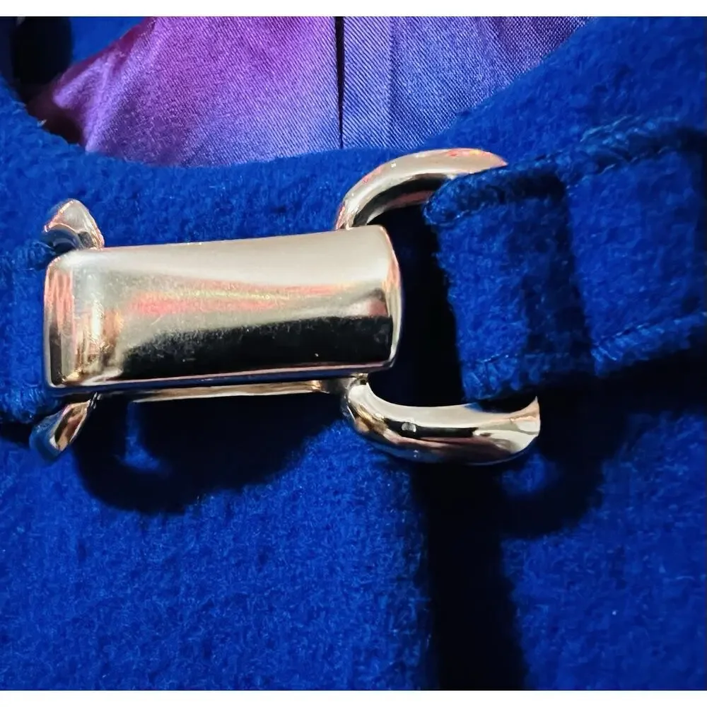 Vintage Mitrano Blue Wool Pea Coat With Scarf Mid-Century‎ 1970’s